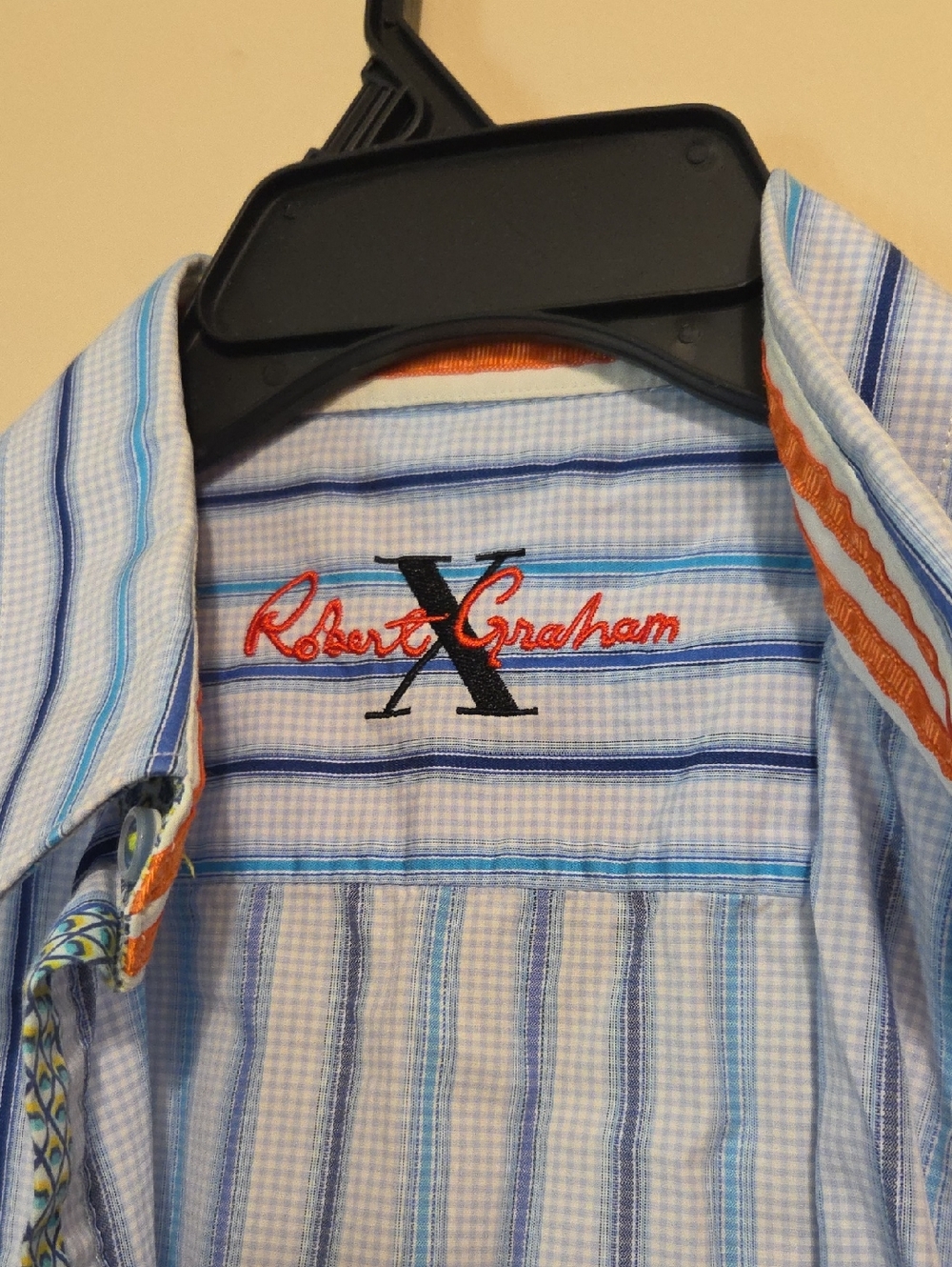 Robert Graham Men's Blue Long Sleeve Cotton Button Up Shirt Flip Cuff - Size S - Picture 2 of 16